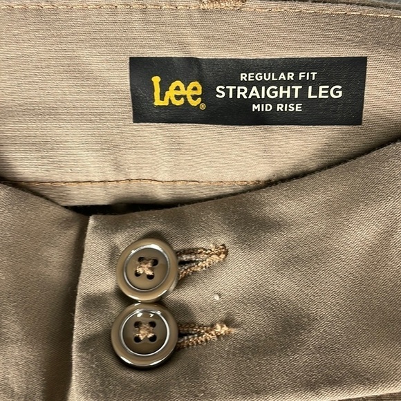 Lee Regular Fit Straight Leg Mid Rise Tan Pants Secretly Shapes - Picture 3 of 10